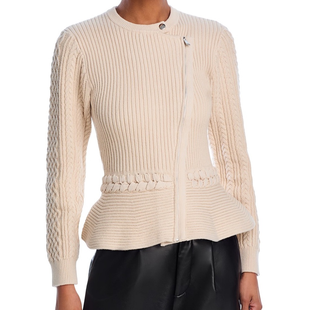 Jonathan Simkhai Cable Knit Peplum Sweater
